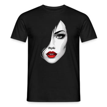 Belle Femme Visage Esthétique Art avec Lèvres Rouges - T-shirt homme - noir - Devant - AI Model Male 178 light (178cm)