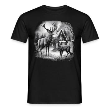 Deer Landscape Forest Natur Erleben Mit - Männer T-Shirt - Schwarz - Vorne - AI Model Male 178 light (178cm)