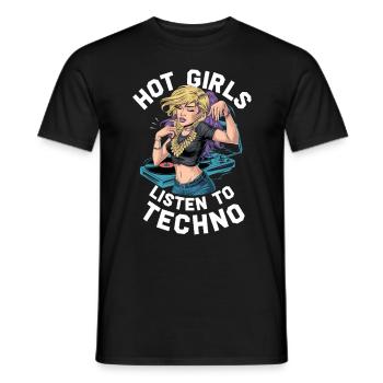 Les filles qui aiment écouter de la musique techno et - T-shirt homme - noir - Devant - AI Model Male 178 light (178cm)