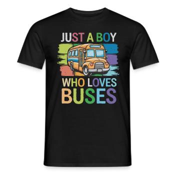 Nur Ein Junge Der Busse Liebt - Farbenfrohes - Männer T-Shirt - Schwarz - Vorne - AI Model Male 178 light (178cm)