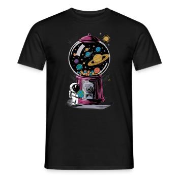 Chewing Gum Machine Astronaut Planet Universe - Men's T-Shirt - black - Front - AI Model Male 178 light (178cm)