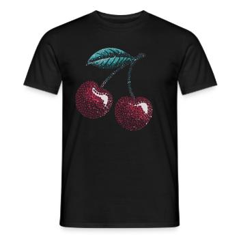 Cerisier doux avec des feuilles scintillantes Design - T-shirt homme - noir - Devant - AI Model Male 178 light (178cm)