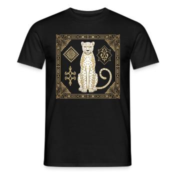 Cheetah Art: Elegance and Style in Golden - Men's T-Shirt - black - Front - AI Model Male 178 light (178cm)