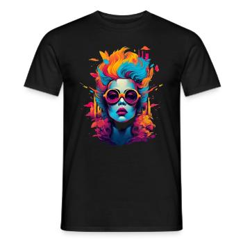 Art féminin fascinant avec des couleurs et une ville - T-shirt homme - noir - Devant - AI Model Male 178 light (178cm)