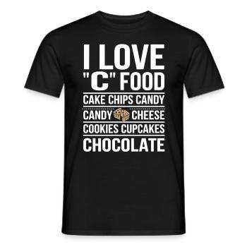 J’adore la nourriture C : gâteaux, chips, bonbons, - T-shirt homme - noir - Devant - AI Model Male 178 light (178cm)