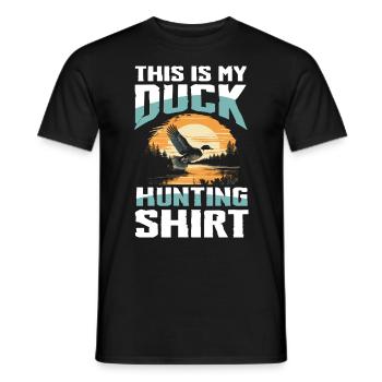 Duck hunters shoot heavier loads flag - Men's T-Shirt - black - Front - AI Model Male 178 light (178cm)