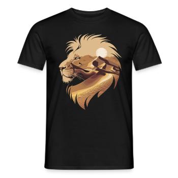 Silhouette de lion dans le désert avec lever du soleil - T-shirt homme - noir - Devant - AI Model Male 178 light (178cm)
