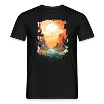 Impressive landscape art in powerful - Men's T-Shirt - black - Front - AI Model Male 178 light (178cm)