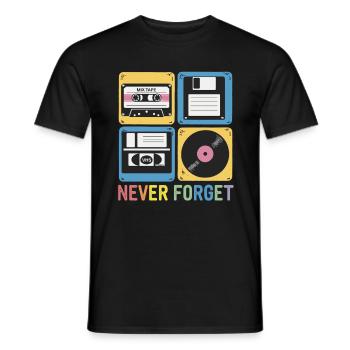 Never Forget 80s Mix Tape Floppy Disk VHS - Men's T-Shirt - black - Front - AI Model Male 178 light (178cm)
