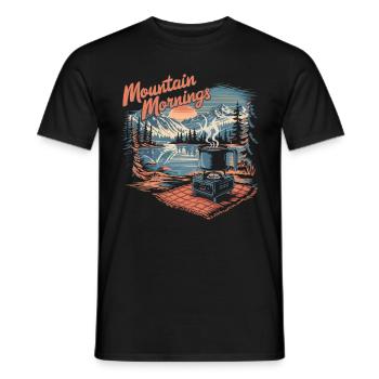 Morgen in den Bergen, Picknick am See mit - Männer T-Shirt - Schwarz - Vorne - AI Model Male 178 light (178cm)