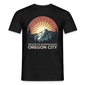 Découvrez la nature sauvage d’Oregon City - T-shirt homme - noir - Devant - AI Model Male 178 light (178cm)