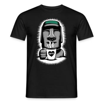 Easter Island Coffee Moai Heart Mug - Men's T-Shirt - black - Front - AI Model Male 178 light (178cm)