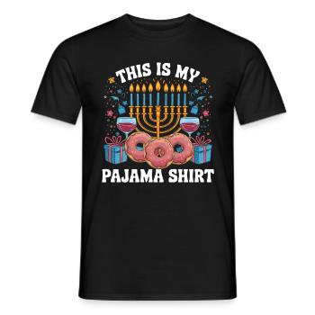 This is my pajama shirt Hanukkah candlestick design - Men's T-Shirt - black - Front - AI Model Male 178 light (178cm)