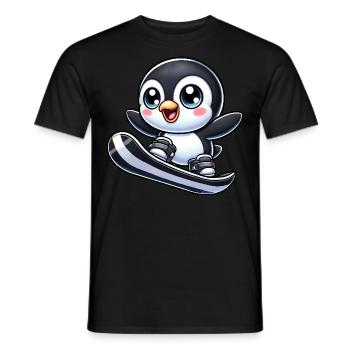 Süßer Pinguin Snowboarder Cartoon Wintersport - Männer T-Shirt - Schwarz - Vorne - AI Model Male 178 light (178cm)