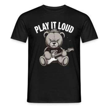 Heavy Metal Bär, Spiel Es Laut: Musikliebhaber - Männer T-Shirt - Schwarz - Vorne - AI Model Male 178 light (178cm)