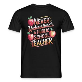 Never underestimate a teacher at the - Men's T-Shirt - black - Front - AI Model Male 178 light (178cm)