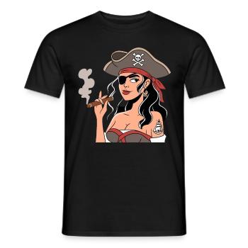 Pirate costumes for women in Buccaneer style with - Men's T-Shirt - black - Front - AI Model Male 178 light (178cm)