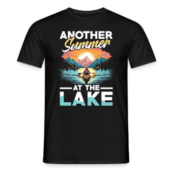 Another summer at the lake: canoeing adventurers - Men's T-Shirt - black - Front - AI Model Male 178 light (178cm)