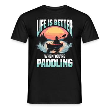 Life is better when paddling at - Men's T-Shirt - black - Front - AI Model Male 178 light (178cm)