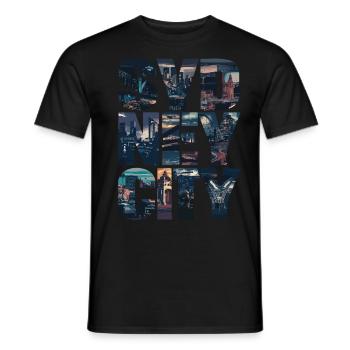 Sydney Skyline City Panorama Artwork Modern - Men's T-Shirt - black - Front - AI Model Male 178 light (178cm)