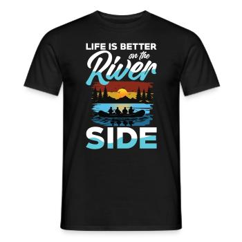 Life is better on the river with rafting - Men's T-Shirt - black - Front - AI Model Male 178 light (178cm)