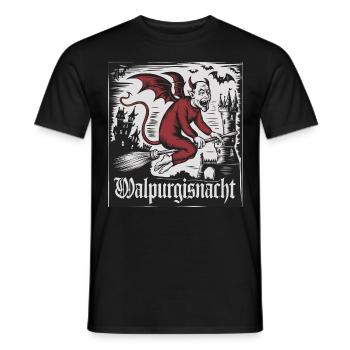 Hexen Walpurgisnacht Fliegender Dämon Mit Schloss - Männer T-Shirt - Schwarz - Vorne - AI Model Male 178 light (178cm)