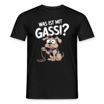 Was Ist Mit Gassi? Lustiger Hund Fragt Nach - Männer T-Shirt - Schwarz - Vorne - AI Model Male 178 light (178cm)
