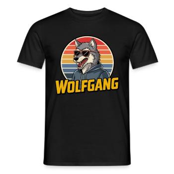 Wolfgang Wolf Style rétro avec lunettes de soleil - T-shirt homme - noir - Devant - AI Model Male 178 light (178cm)