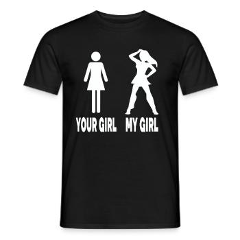 Your Girl My Girls Humorous Illustration - Men's T-Shirt - black - Front - AI Model Male 178 light (178cm)