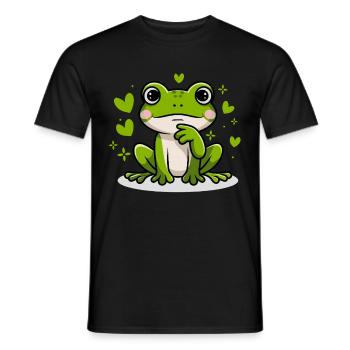 Niedlicher Frosch Mit Herzmotiven Und Verspieltem - Männer T-Shirt - Schwarz - Vorne - AI Model Male 178 light (178cm)