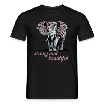 Stark Und Schön Elefant Mandala Kunst - Männer T-Shirt - Schwarz - Vorne - AI Model Male 178 light (178cm)