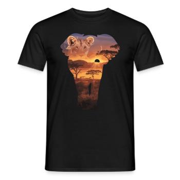 Coucher de soleil majestueux dans la savane avec - T-shirt homme - noir - Devant - AI Model Male 178 light (178cm)