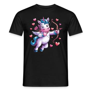 Niedliches Einhorn Amor mit Flügeln und - Männer T-Shirt - Schwarz - Vorne - AI Model Male 178 light (178cm)
