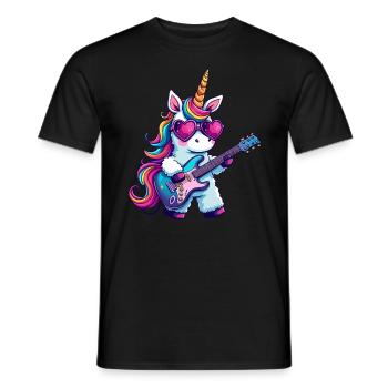 Einzigartiges Einhorn Mit Gitarre Und - Männer T-Shirt - Schwarz - Vorne - AI Model Male 178 light (178cm)