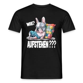 French Bulldog: How? Stand up??? - Men's T-Shirt - black - Front - AI Model Male 178 light (178cm)