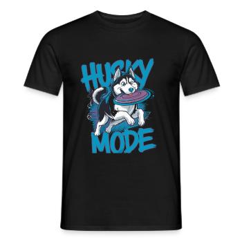 Husky Fashion Frisbee Adventure for Dog Lovers - Men's T-Shirt - black - Front - AI Model Male 178 light (178cm)