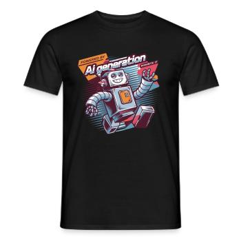 Powered By AI Generation Robot Fun - Men's T-Shirt - black - Front - AI Model Male 178 light (178cm)