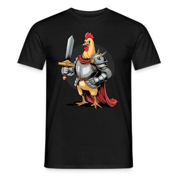 Tapferer Hahn-Ritter in mittelalterlicher Rüstung - Männer T-Shirt - Schwarz - Vorne - AI Model Male 178 light (178cm)