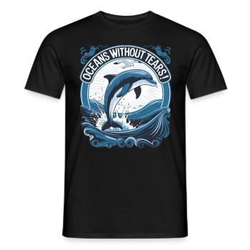 Oceans Without Tears Dolphine - Männer T-Shirt - Schwarz - Vorne - AI Model Male 178 light (178cm)
