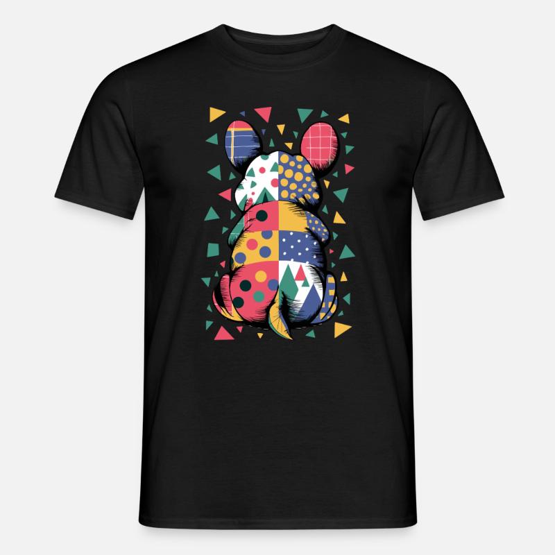 Bunter Geometrischer Tiermuster Patchwork-Look - Männer T-Shirt - Schwarz