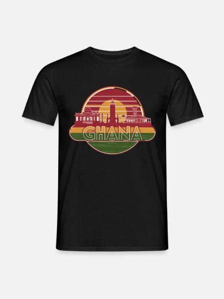 Ghana Silhouette im Retro-Stil mit Wahrzeichen - Männer T-Shirt - Schwarz