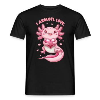Axolotl Liebe Herz Umarmung Niedlich - Männer T-Shirt - Schwarz - Vorne - AI Model Male 178 light (178cm)