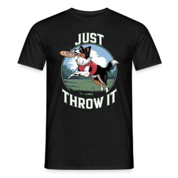 Il suffit de le lancer frisbee chien amusant dans la conception du parc - T-shirt homme - noir - Devant - AI Model Male 178 light (178cm)