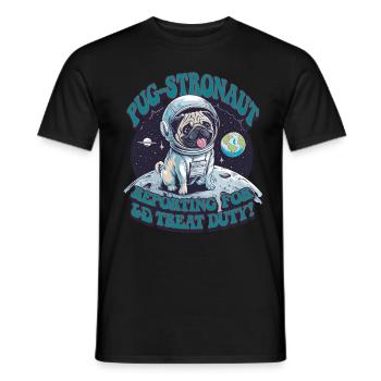 Pug-Stronaut Auf Mondmission: Melde Mich Zum - Männer T-Shirt - Schwarz - Vorne - AI Model Male 178 light (178cm)