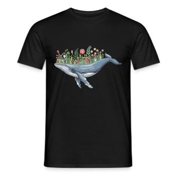 belle baleine avec motif floral pour - T-shirt homme - noir - Devant - AI Model Male 178 light (178cm)