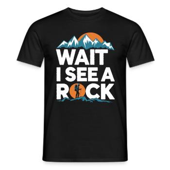 Wait, I see a rock mountaineering adventure - Men's T-Shirt - black - Front - AI Model Male 178 light (178cm)