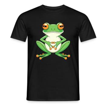 Meditierender Frosch Mit Großen Augen - Männer T-Shirt - Schwarz - Vorne - AI Model Male 178 light (178cm)