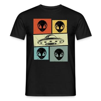 Alien Ovni Rétro Vintage - T-shirt homme - noir - Devant - AI Model Male 178 light (178cm)