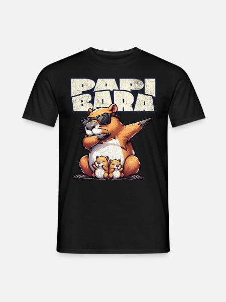 Papibara Capybara Father Dad - Men's T-Shirt - black