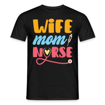 Wife Mom Nurse - Men's T-Shirt - black - Front - AI Model Male 178 light (178cm)